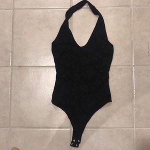 BLACK SEXY HALTER BODYSUIT